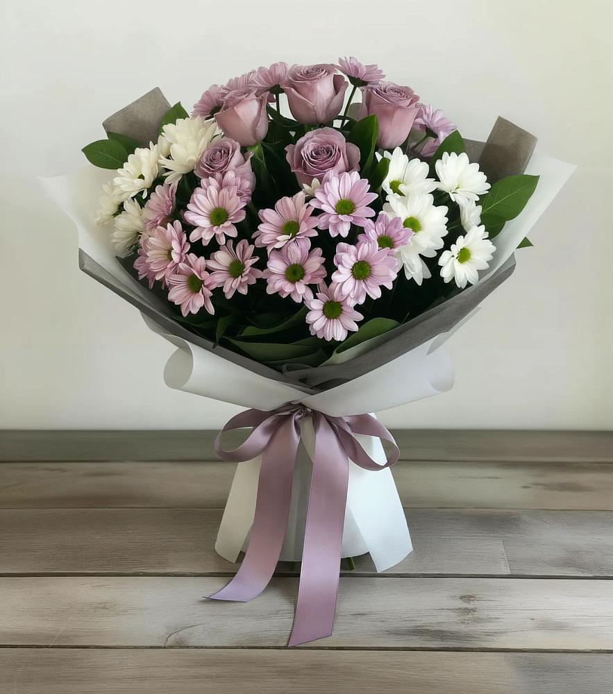 Букет цветов из: Хризантемы и Розы в Володарском