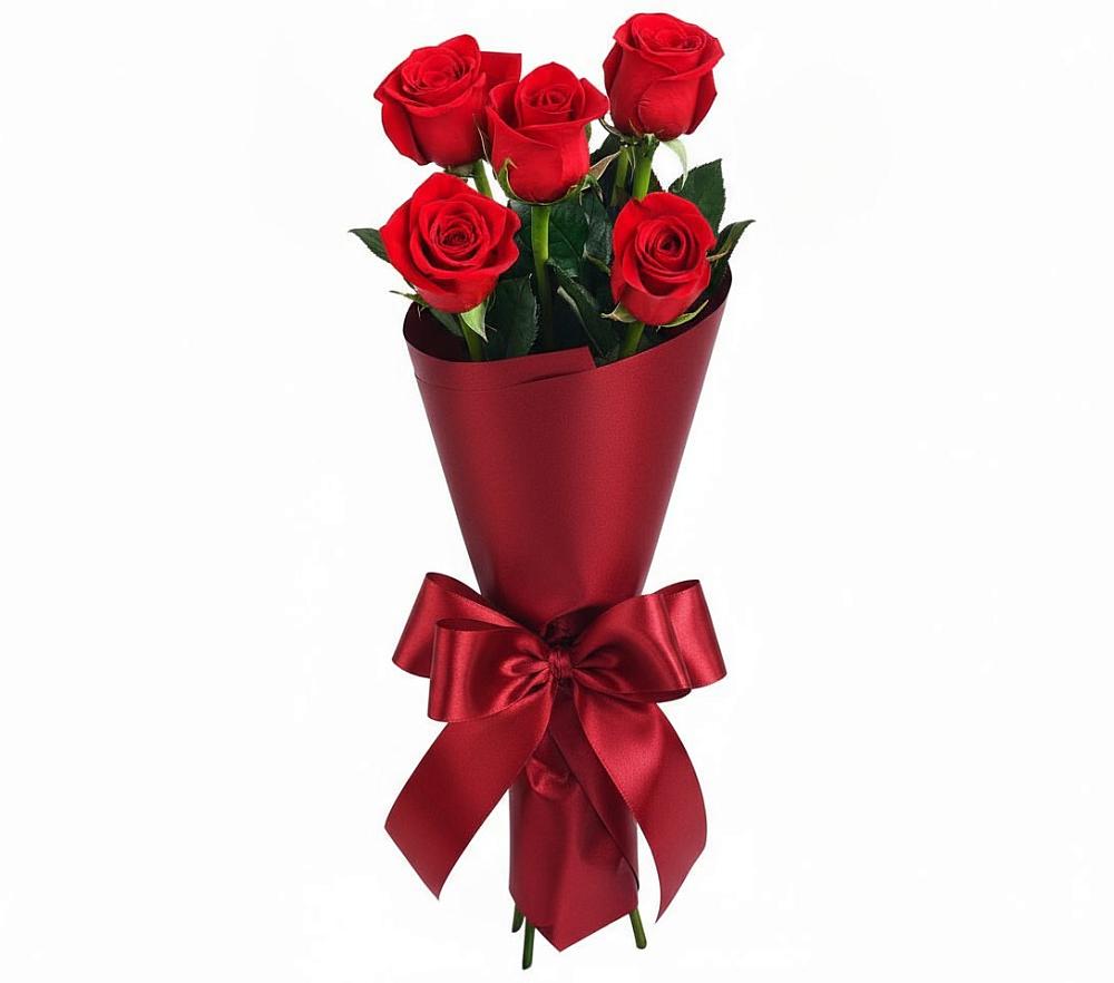 Букет 5 Красных роз Эдлесс Лав в Володарском