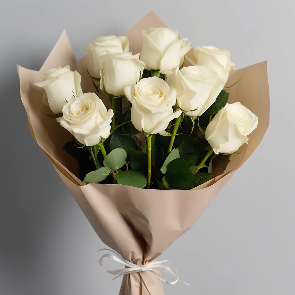 Букет 9 Белых роз Эдлесс Лав в Володарском