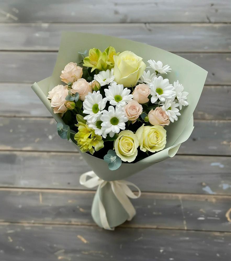 Букет цветов из: Альстромерии, Розы и Хризантемы в Володарском