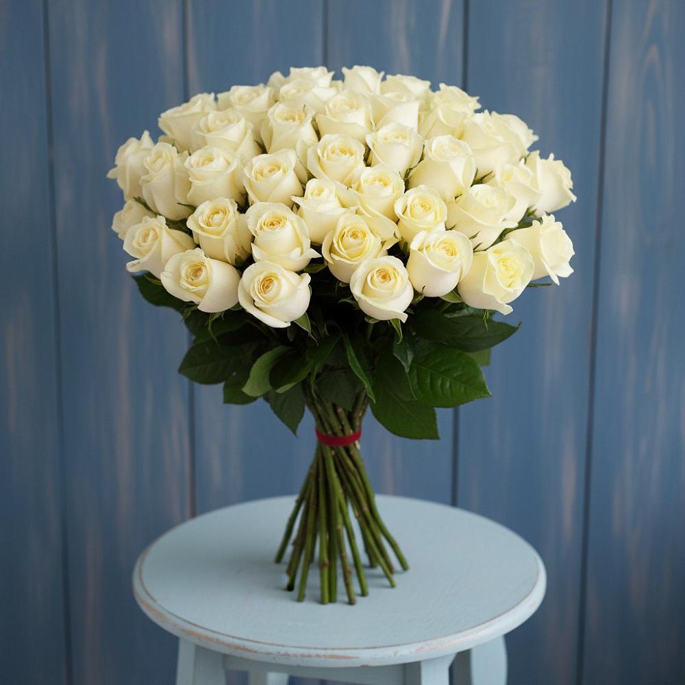 Букет 51 Белая роза Эдлесс Лав в Володарском