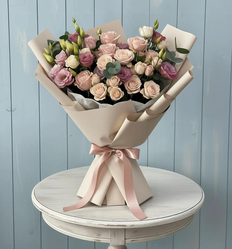 Букет цветов из: Розы и Лизиантусы в Володарском