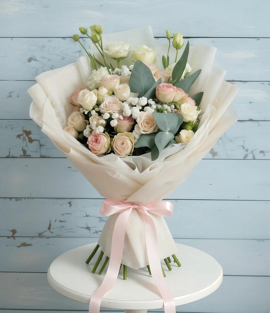 Букет цветов из: Розы и Лизиантусы в Володарском