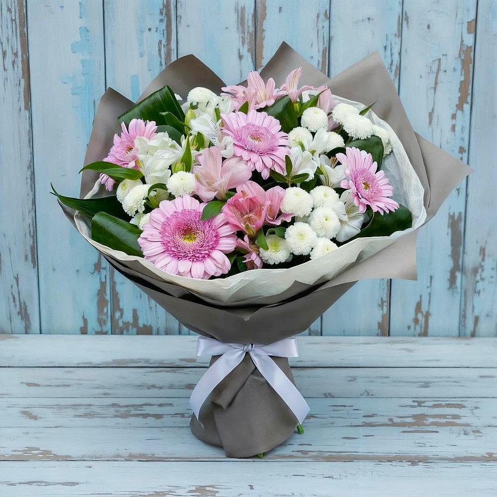 Букет цветов из: Герберы, Альстромерии и Хризантемы в Володарском